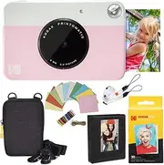 [Kodak] Printomatic Instant Camera Bundle (Yellow) Zink Paper (20 Sheets) - Case - Photo Album - Hanging Frames. (Pink)