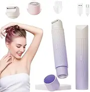 2 in 1 Electric Shaver Women Dual Head Bikini Trimmer Body Razor Waterproof Cordless Rechargeable for Face/Legs/Intimate Area Lady Grooming Kit Nose/Beard Clippers Flawless Skin Sensitive/Dry/Wet Use