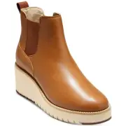 ZeroGrand Cole Haan Womens Tan ROUND TOE Wedge Boots 7.5 Medium (B,M) BHFO 1226