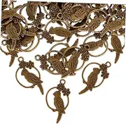 [TEHAUX] 50pcs Retro Metal Birdcage Charms Hanging Pendants for Jewelry Making Diy Craft Home Dec