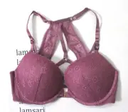Victoria's Secret Lace Front-Close Strappy Back Push-Up Bra Size 34C New