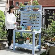 Garden Potting Bench Table Wooden,Outdoor Prep Station with Storage, Shelf, Hook, Planting Bench for Garden, Backyard, or Storage