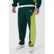 Mens Green Wide Leg Moto Knitted Jogger