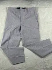 Club Monaco Womens Matie Cropped Pants Gray Windowpane Flat Front Pockets 6 New