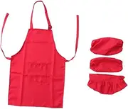 HONITANO Chef Playset with Apron Hat Complete Cooking Baking Painting Outfit for Ages Red Fun Role Play Costume for Little Chefs for Creative Activities