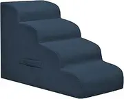 Dog Steps for Small Dogs, 4-Step Dog Ramp and Stairs for High Beds and Sofa, Non-Slip Pet Stairs Removable and Easy to Clean Cover, Navy