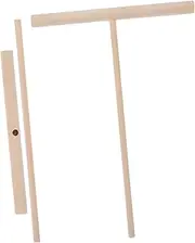 EXHUMKY 2pcs Wooden T Shaped Cooking Scraper Tool Multi Functional Crepe Maker Paddle for Easy Pancake Preparation Natural Wood Pancake Spreader for Griddle Electric Grill Cooking