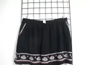 "NEW" ANN TAYLOR LOFT SIZE 24 / 26==BLACK / EMBROIDERED / PULL ON SKIRT