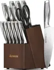 Knife Set, 15 Pieces Full Tang Kitchen Knife Sets with Block and Built-in Sharp