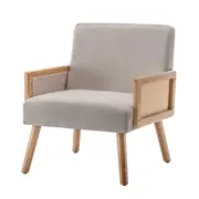 Corrie Rattan Accent Armchair with Fabric Cushion Beige