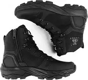 [LUDEY] Men’s Lightweight Military Tactical Boots Durable YKK Side Zipper Anti-Slip Comfortable 8 Inch Police Combat Security Boots
