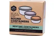Stainless Steel Round Containers, Set of 3 (Spring Pastels)