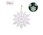 24 x Snowflake Christmas Tree Decorations Glitter White Christmas Tree Decorations