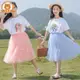 兒童洋裝 洋裝套裝 女童夏裝洋氣套裝裙2023新款韓版兒童裝夏季中大童網紗裙子兩件套