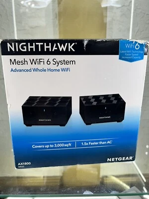 NETGEAR Nighthawk AX1800 1.8Gbps Home Mesh Wi-Fi 6 System Mk62-100nas