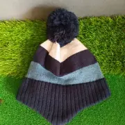 Moon Kitty Boy Beanie Blue With Ear Flaps Toboggan Hat Ages 1-3 (D2)