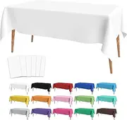 Slergut White Tablecloth, 6 Pack Table Cloth Rectangle Table White Plastic Tablecloth Disposable Plastic Tables Cloths for Parties 54x108 Inch Tables Cover for Birthday Wedding Dinner Decor