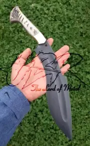 UBR CUSTOM HANDMADE HIGH CARBON STEEL ACID WASHED KUKRI KNIFE WITH SHEEP HORN
