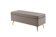 Storage Ottoman Stool Bench Seat 110cm Velvet GREY