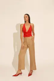 balia hipster linen pant in latte