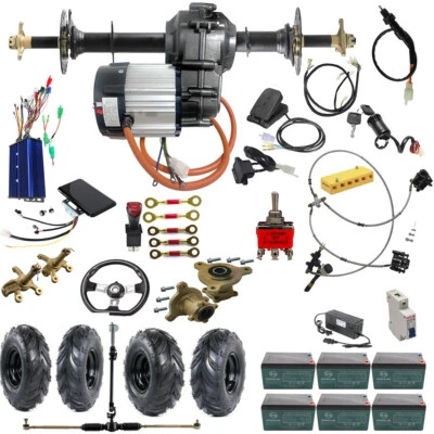 Rear Axle Kit 72V 1500w Electric Differential Motor Wheels Go kart Golf ATV Cart
