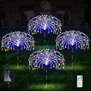 Outdoor Solar Lights, 4 Pack 120 LED Waterproof Solar Firework Lights are 8 Modes Decorative Sparkles Stake Landscape Light, Garden Copper Wire Firework Lamp for Backyard Lawn Patio Decor(Colorful)