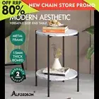 ALFORDSON Side Table Sofa End Bedside Nightstand Round Marble Shelf Black