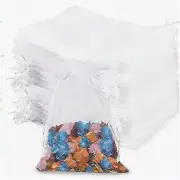 100PCS White Organza Sachet Bags - Small Drawstring Mesh Fa