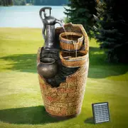 Gardeon Solar Fountain Water Feature Outdoor Cascading Hand Pump Design 80CM