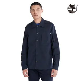 【Timberland】男款深藍色Oversized 寬版襯衫外套(A5QRZ433)