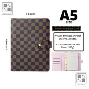 Luxury Checkered Agenda Binder Planner Journal Notepad Gift A5 [Brown Pink]