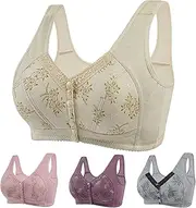 [Generic] Women Sexy Lace Front Buckle Prints Underwear without Rims Vest Lace Plus Size Bra Underwear Sports Bras Padded