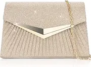 [Larcenciel] Women's Evening Handbags, Sparkly Pleated Evening Purse, Elegant Sequins Clutch for Wedding Formal Cocktail Party