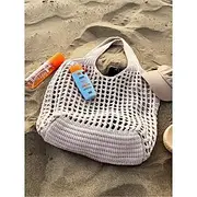 Handmade Crochet Mesh Tote Bag – Lightweight Eco-Friendly Beach Shoulder Bag, Boho Style, Reusable Shopping Bag for Women, Summer Vacation Daily Use
