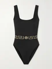 [Versace] Versace - Vita Jacquard-trimmed Swimsuit - Black - 1 1 Black