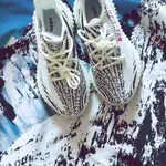 最後一雙 全新 US10 ADIDAS YEEZY BOOST 350V2 白斑馬 ZEBRA 歐洲限定 鞋帶反光黑天使