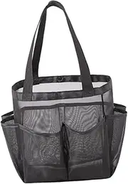 STARTIST Mesh Shower Tote Beach Bag Quick Dry with Handles Portable Toiletry Organizer for Essentials Camping Bathroom Swimming, Black