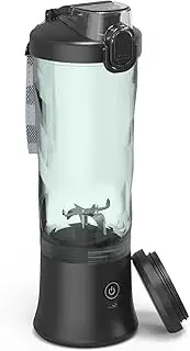 [Meichoon] Portable Blender Cordless USB Rechargeable Juice Mug 6 Blades 600ml/21oz Thick Diamond Body for Shakes Nuts Juices Vegetables LB34 Black