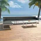 5 Piece Garden Lounge Set Textilene Aluminium Black
