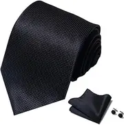 [CHUNNIAN] Men's Tie Set with Pocket Square, Cufflinks and Tie Clip Tie Handkerchief in Gift Box for Wedding and Business Occasions