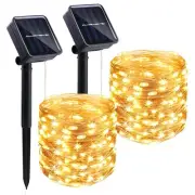 Solar String Lights Outside Fairy Lights Outdoor Waterproof Copper Wire 2 Pac...