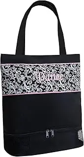 [Sassi Designs] Sassi Design Girls Damask Print Shoe Compartment Dance Tote Bag