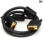 3FT VGA SVGA Male to Male PC Laptop Monitor Video Cable Gold Ferrite Cores