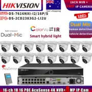 Hikvison 4K Dual Mic 8MP 4K IP Camera+DS-7616NXI-I2/16P/S NVR CCTV Systems Lot