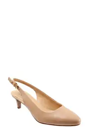 Trotters Keely Kitten Heel Slingback Pump in Nude Leather at Nordstrom, Size 9.5