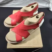 Dr Scholl's Women's US 7.5 Time Off Sea Vn Red Wedge Sandals Style # I8834S1600