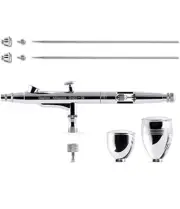Gaahleri Dual-Action Airbrush Kit, 0.35 & 0.5mm Needles, Multi-Purpose (Silver)