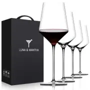 Red Wine Glasses Set of 4, Premium Crystal Wine Glasses Hand Blown,15 oz,Thin...