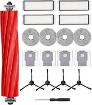 Accessory Set for Roborock Q Revo, Replacement Part Set for Roborock Q Revo, 4 Side Brushes, 4 Filters, 4 Dust Collection Bags, 4 Rags, 1 Rolling Brush, 1 Screwdriver