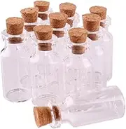 SYLALE Diameter:16mm 1.5ml 2ml 5ml Cute Mini Glass Bottles with Cork Stopper Empty Spice Wish Bottles Jars Vials(Size 16x35x7)